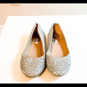 Girls Silver Rhinestone Bling Ballet Shoes Sz 6